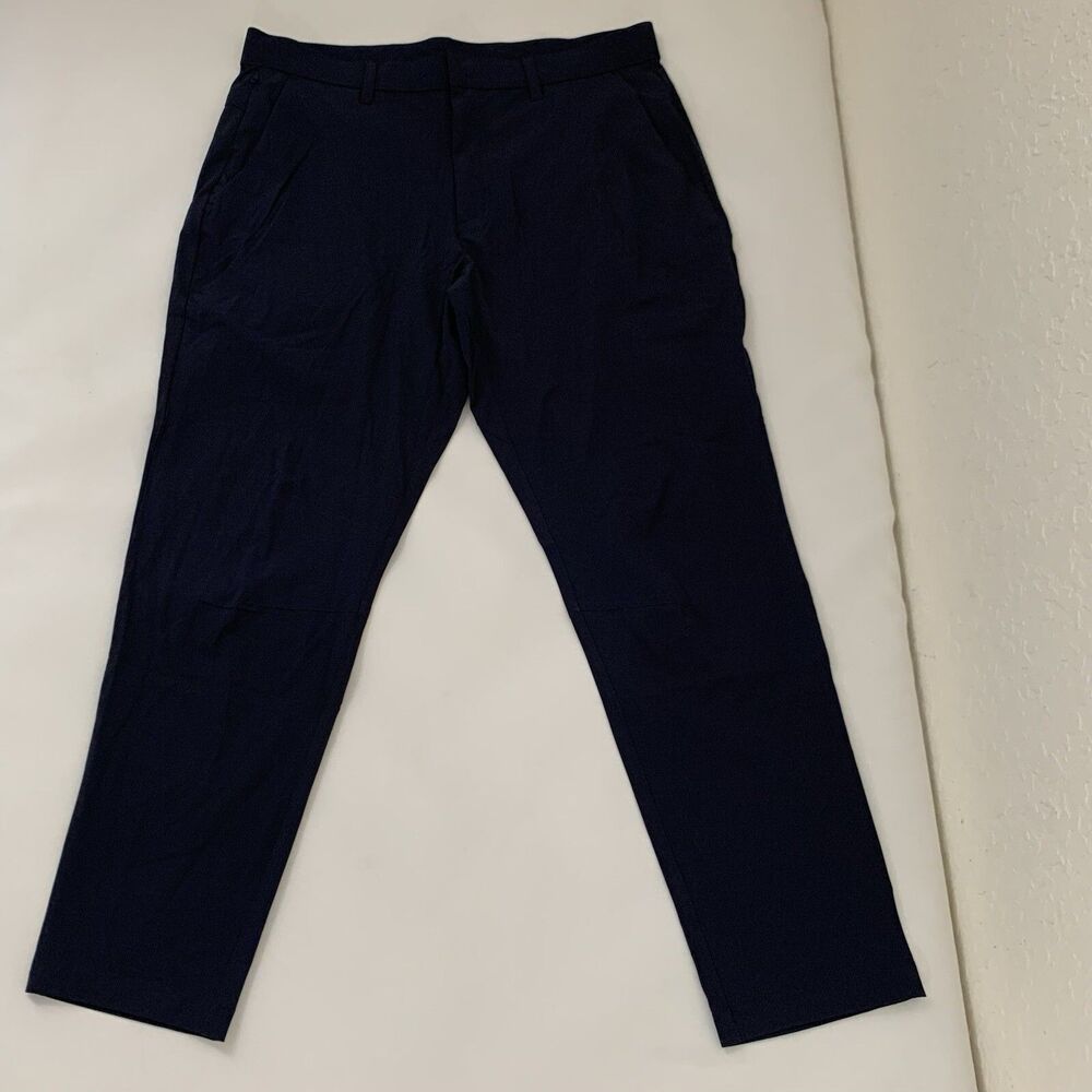 NWT Fabletics The Only Pant Men 33X32 Navy Blue Chino Stretch Golf Workwear